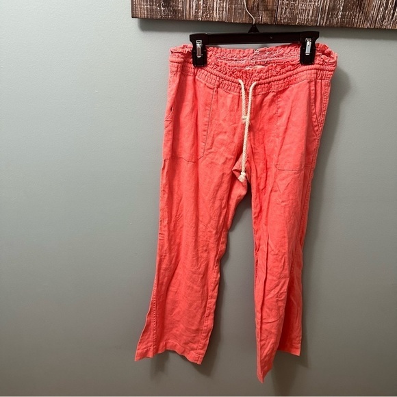 Kiss Pony Pants Womens S Salmon Pink Casual Elastic Waist Drawstring Wide Leg - Picture 4 of 7